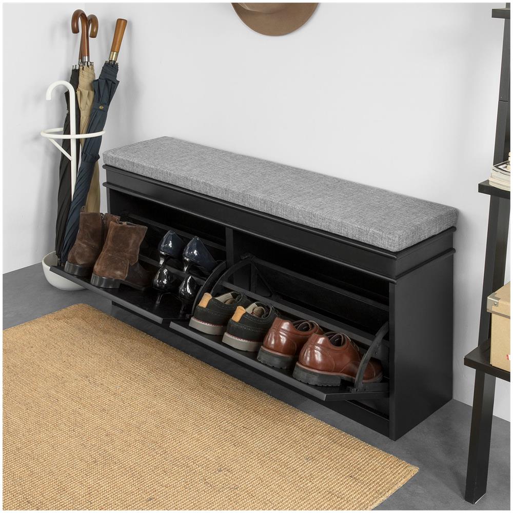 Serie Bianche Di Scarpiere Moderne Nero 104x24x52cm 2 Ante 1 Cuscino Fsr64-sch - Foto 5