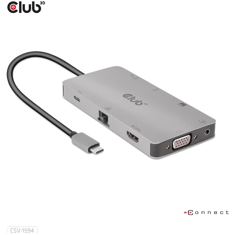 CSV-1594 replicatore di porte e docking station per laptop USB 3.2 Gen 1 (3.1 Gen 1) Type-C Nero, Grigio - Foto 2