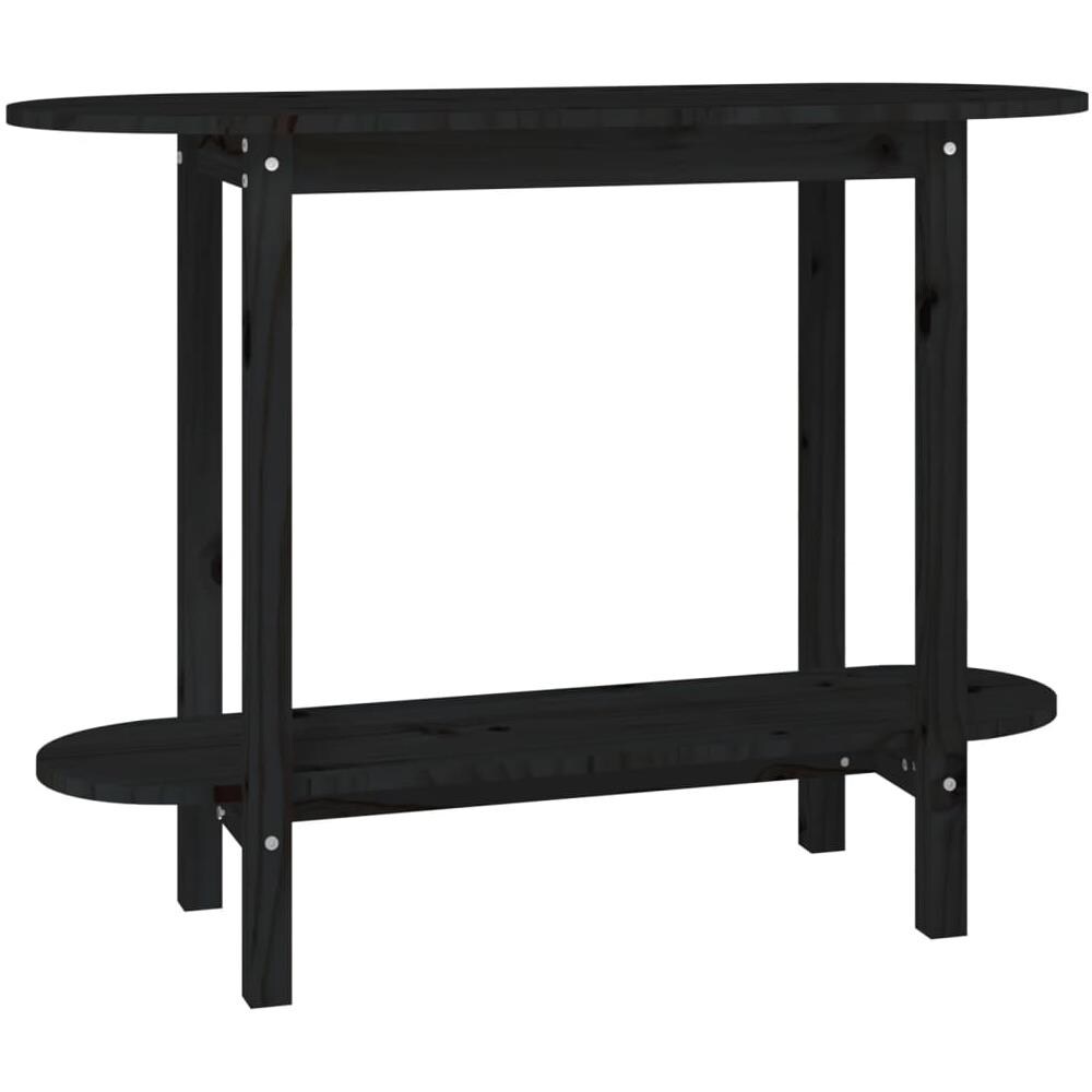 Tavolo Consolle Nero 110x40x80 Cm In Legno Massello Di Pino - Foto 2
