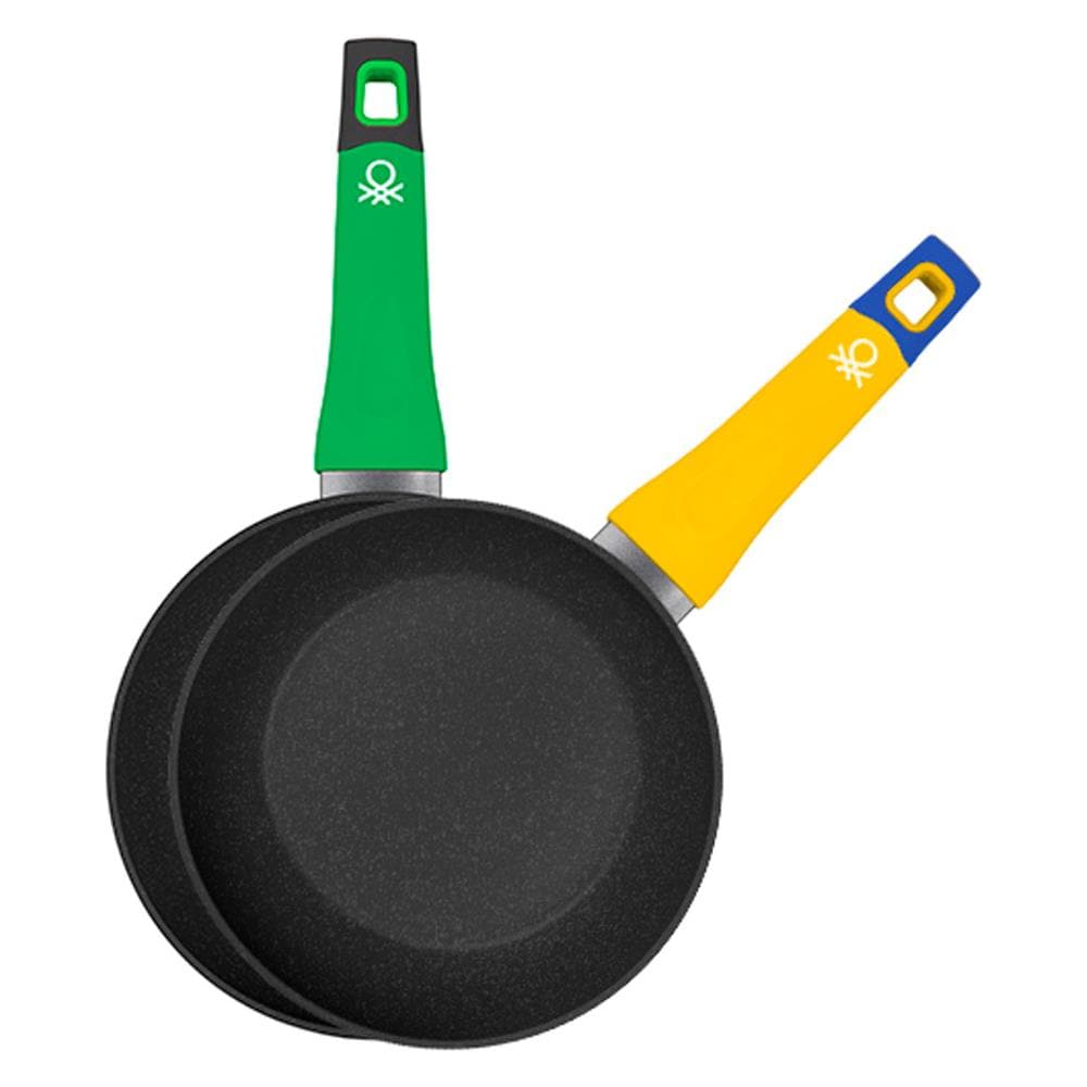 Set 2pz Padelle 22cm Verde + 26cm Giallo In Alluminio Forgiato, Induzione, Arcobaleno - Foto 1