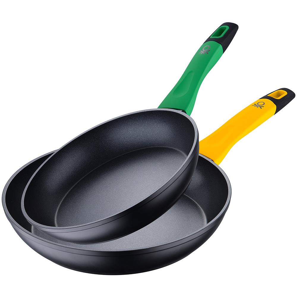 Set 2pz Padelle 22cm Verde + 26cm Giallo In Alluminio Forgiato, Induzione, Arcobaleno - Foto 3