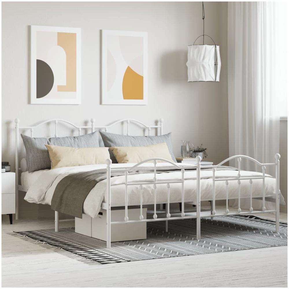 Giroletto Con Testiera E Pediera Metallo Bianco 183x213 Cm - Foto 1