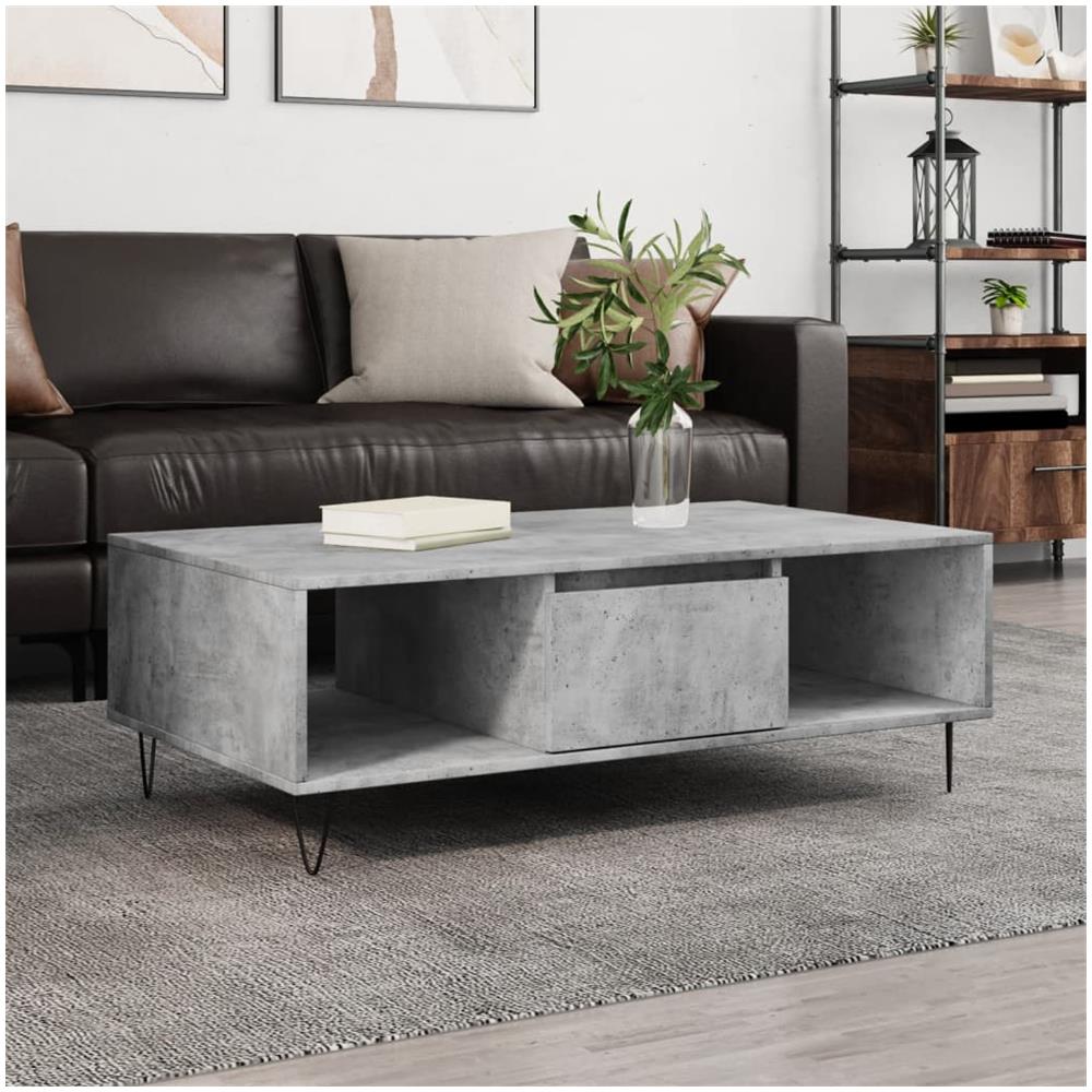 Tavolino Salotto Grigio Cemento 104x60x35 Cm Legno Multistrato - Foto 1
