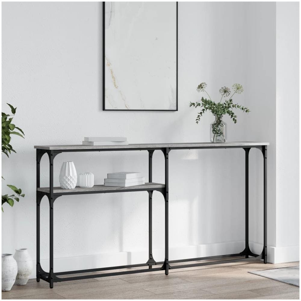 Tavolino Consolle Grigio Sonoma 145x22,5x75cm Legno Multistrato - Foto 1