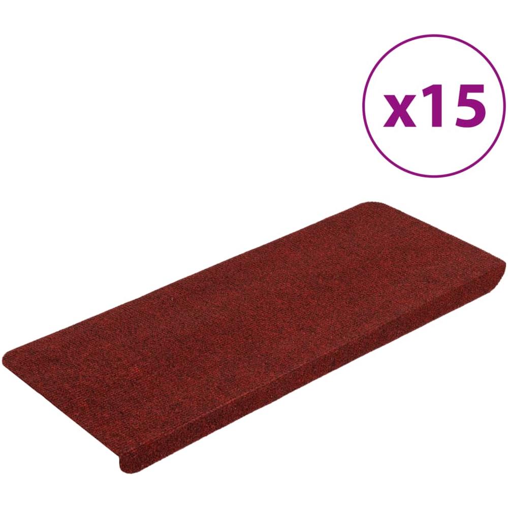 Tappetini Autoadesivi per Scale 15 pz 65x24,5x3,5 cm Rosso - Foto 1