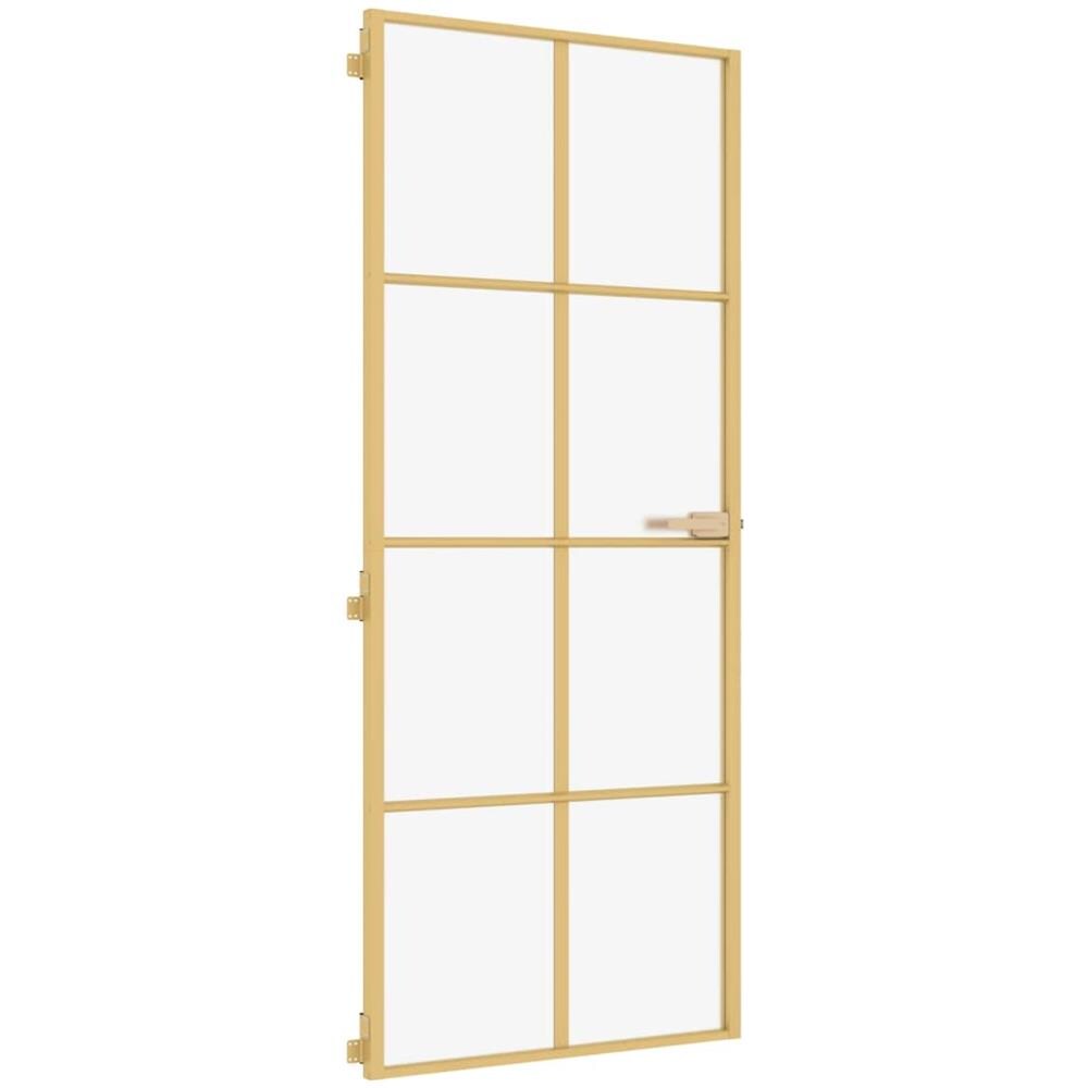 Porta Interni Sottile Oro 83x201,5cm Vetro Temperato Alluminio - Foto 2