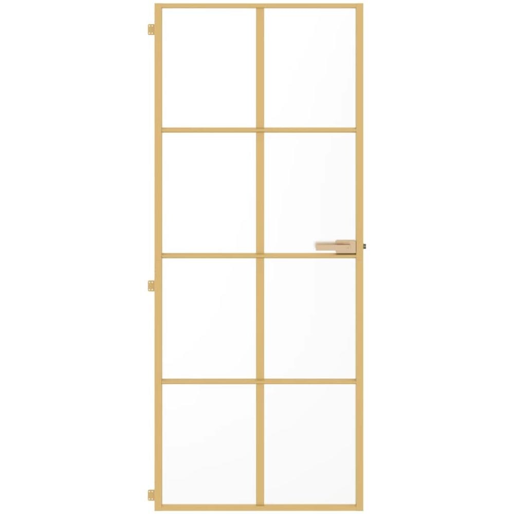 Porta Interni Sottile Oro 83x201,5cm Vetro Temperato Alluminio - Foto 3