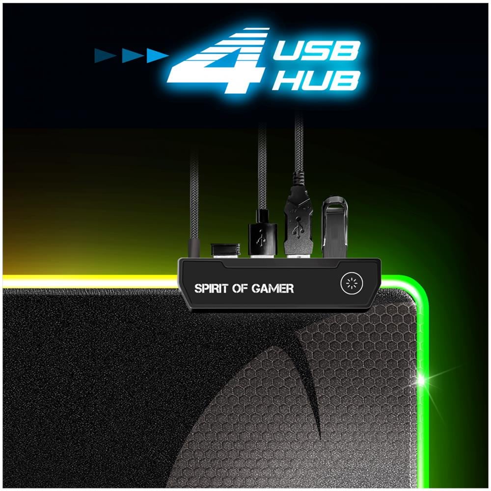 Darkskull Hub RGB - XXXL Tappetino per mouse per gioco da computer Nero - Foto 4