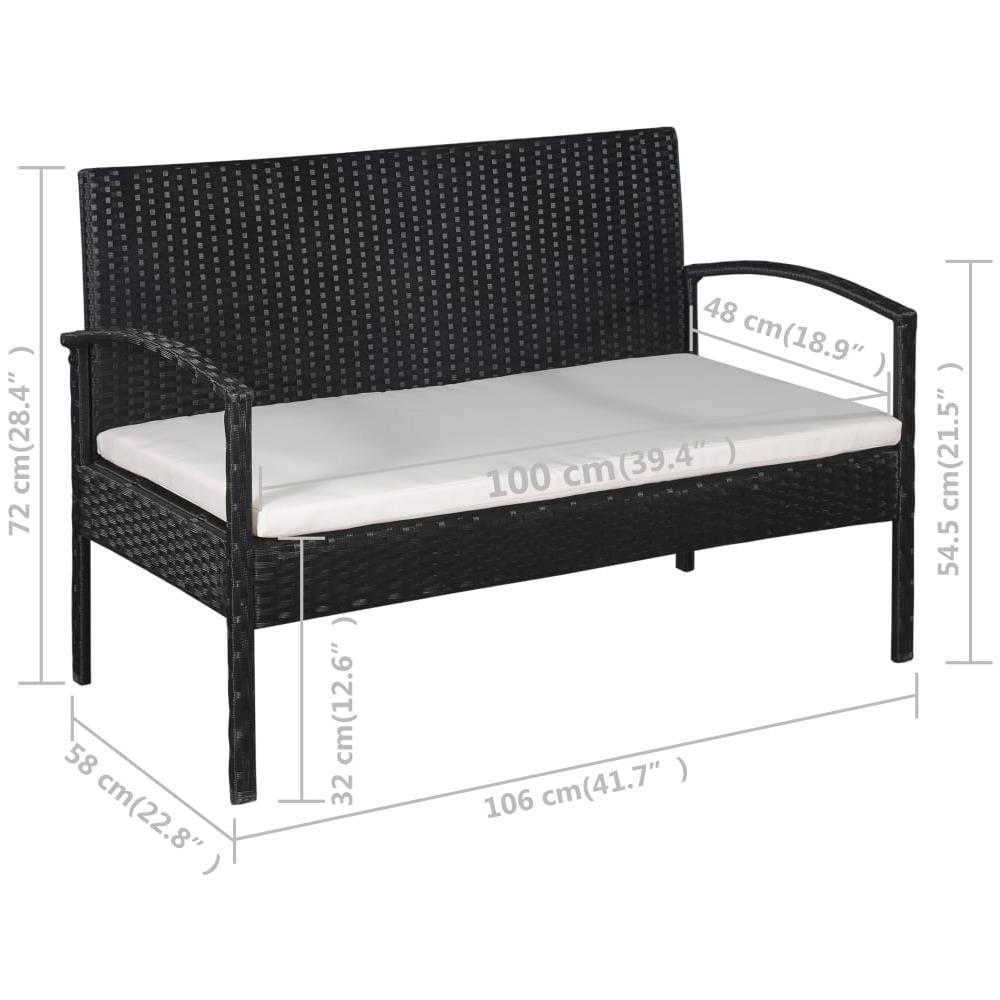 Set Divani da Giardino 5 pz con Cuscini in Polyrattan Nero - Foto 9