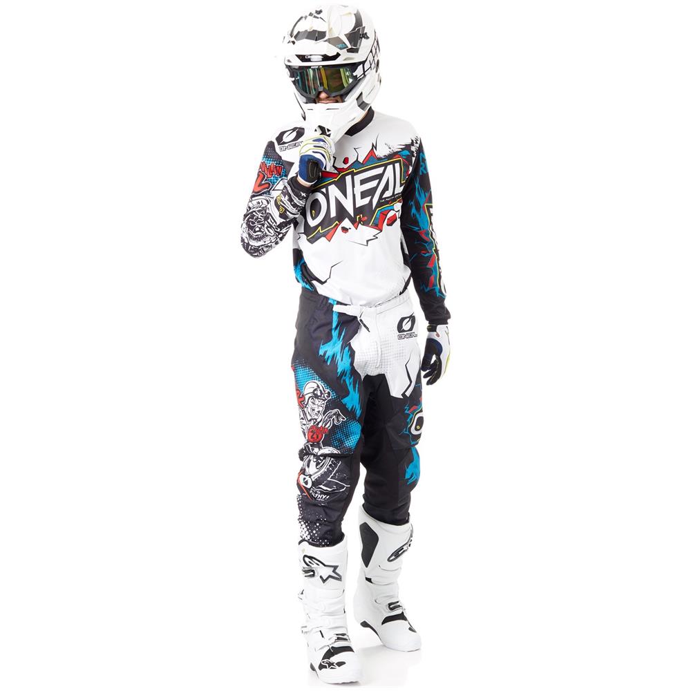 Pantaloni Motocross 2019 Element Villain Bianco (30 Vita = Eu 46, Nero) - Foto 2