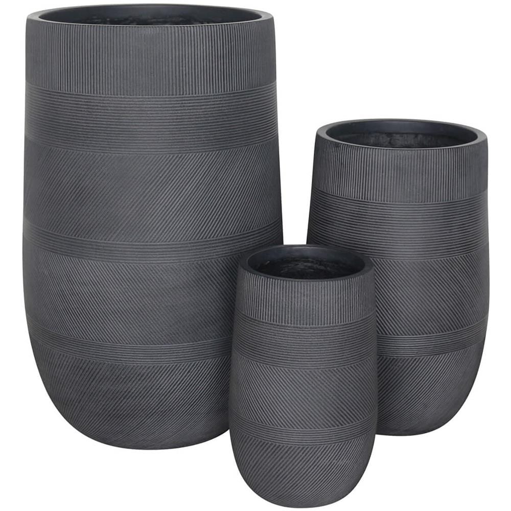 Vasi Per Piante Rotondi Da Interno Ed Esterno Set Da 3 Dimensioni Moderni Vaso Di Design In Resina Colore Taupe, G. 47x47x75 / m. 34x34x54 / p. 24x24x39 - Foto 2