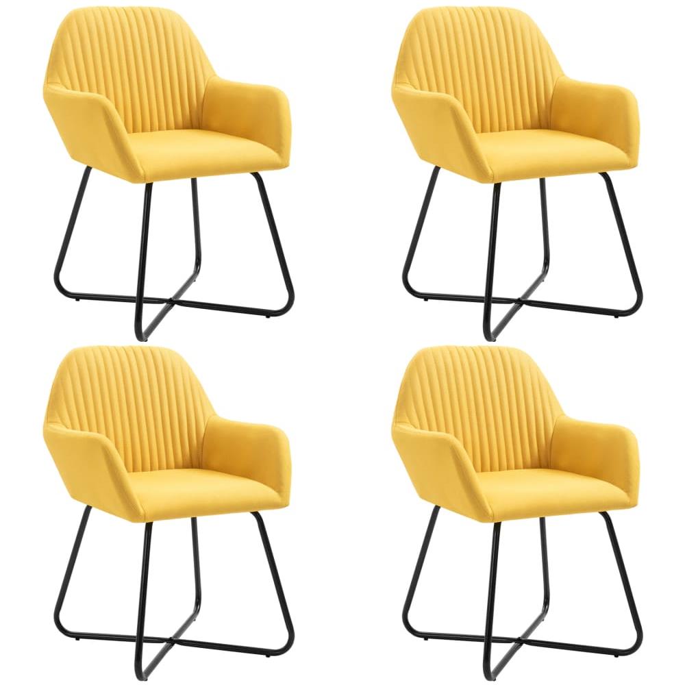 Sedie Da Pranzo 4 Pz Gialle In Tessuto - Foto 1
