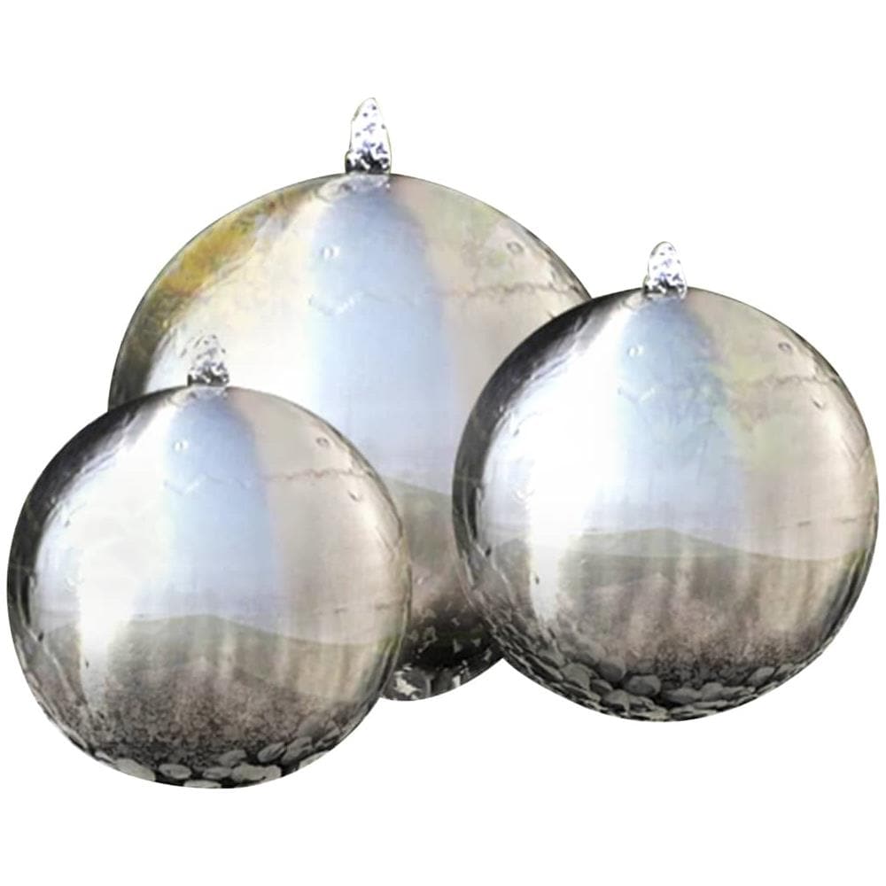 Fontane Da Giardino A Sfera 3 Pz Con Led In Acciaio Inox 30 Cm - Foto 2