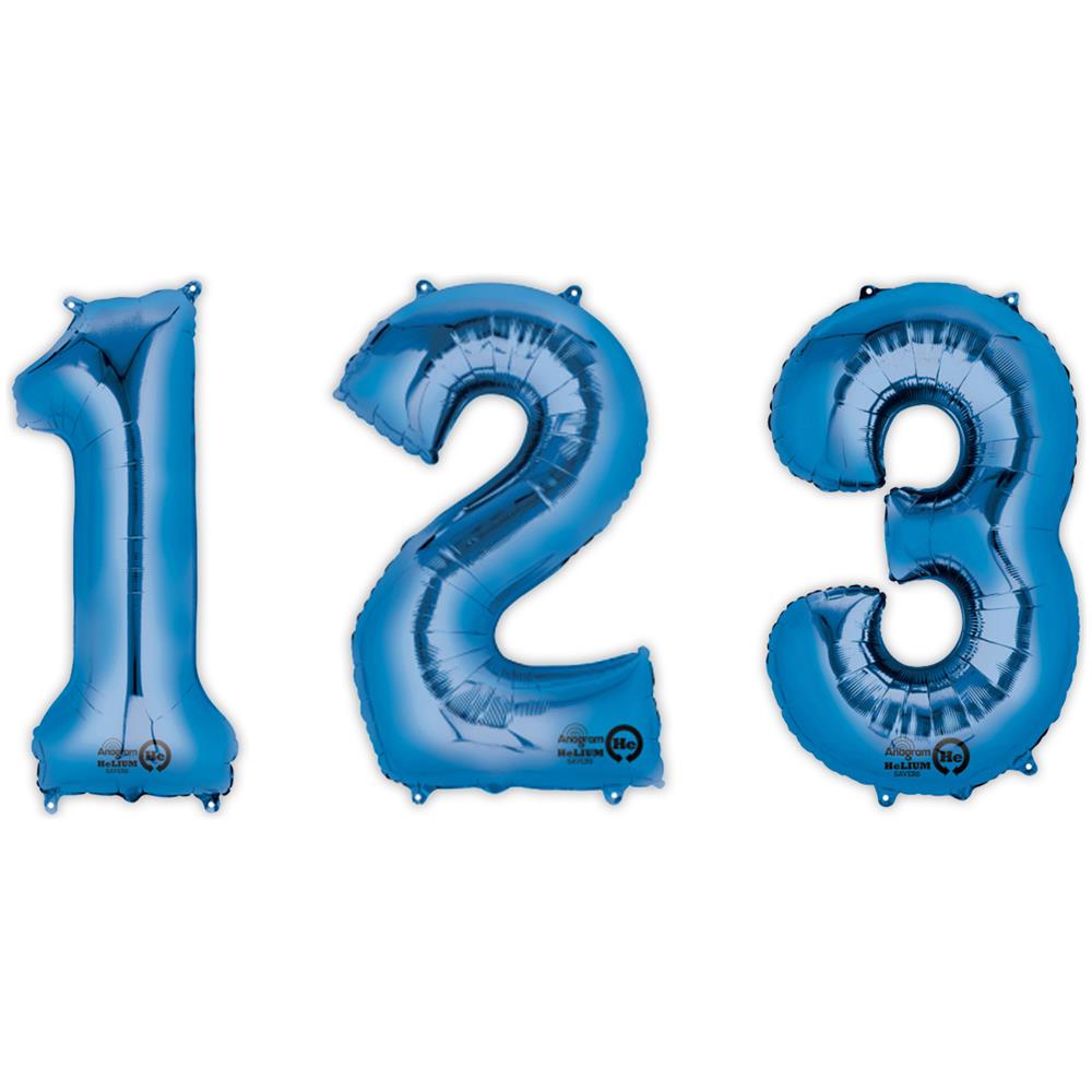 Ptit Clown - Palloncino Alluminio Blu Numero 85 Cm - Foto 1