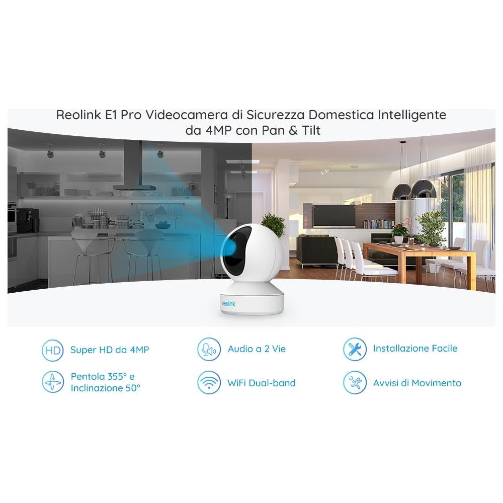 Telecamera Da Interno Motorizzata Wifi Dual E1 Pro 4 Megapixel 87,5° Con Visione Notturna - Foto 2