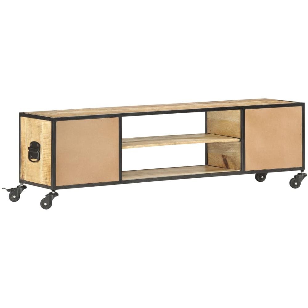 Mobile Porta TV 130x30x39 cm in Legno Massello di Mango - Foto 2