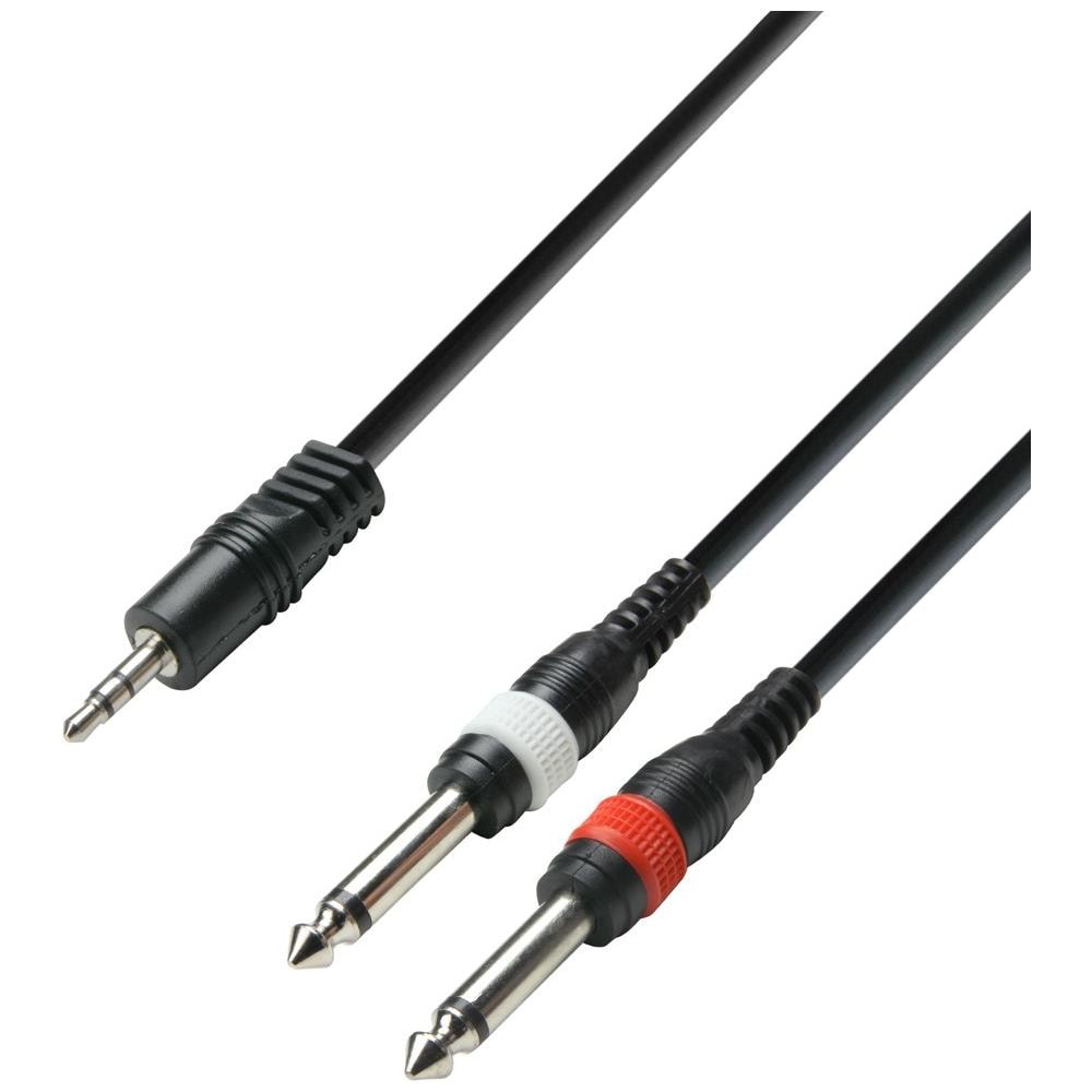 K3 YWPP 0600 6m 3.5mm 2 x 6.35mm TRS Nero cavo audio - Foto 1