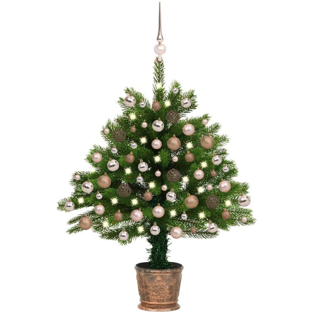 Albero di Natale Artificiale con LED e Set Palline 65 cm Verde - Foto 1