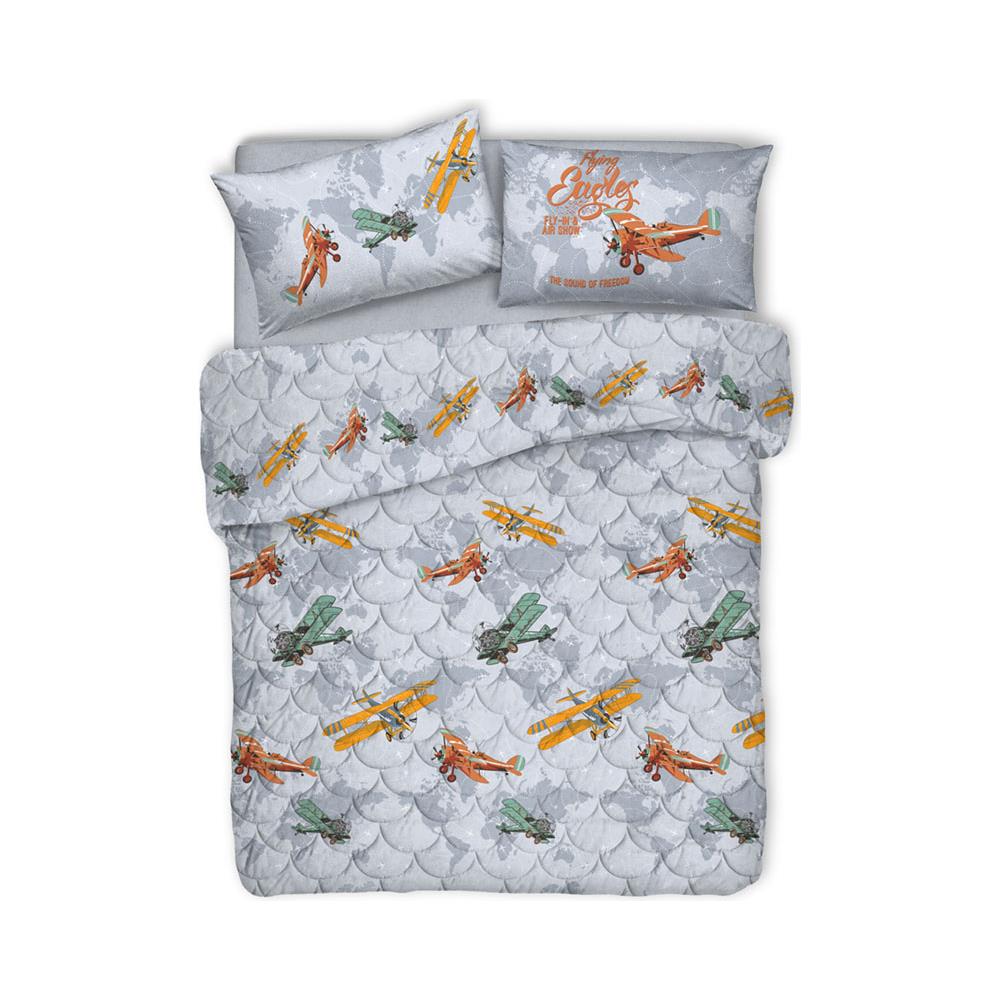 Trapuntino Piumino Estivo Linea Pensieri Delicati Disegno Aerei Colore Grigio Matrimoniale Grigio - Foto 2