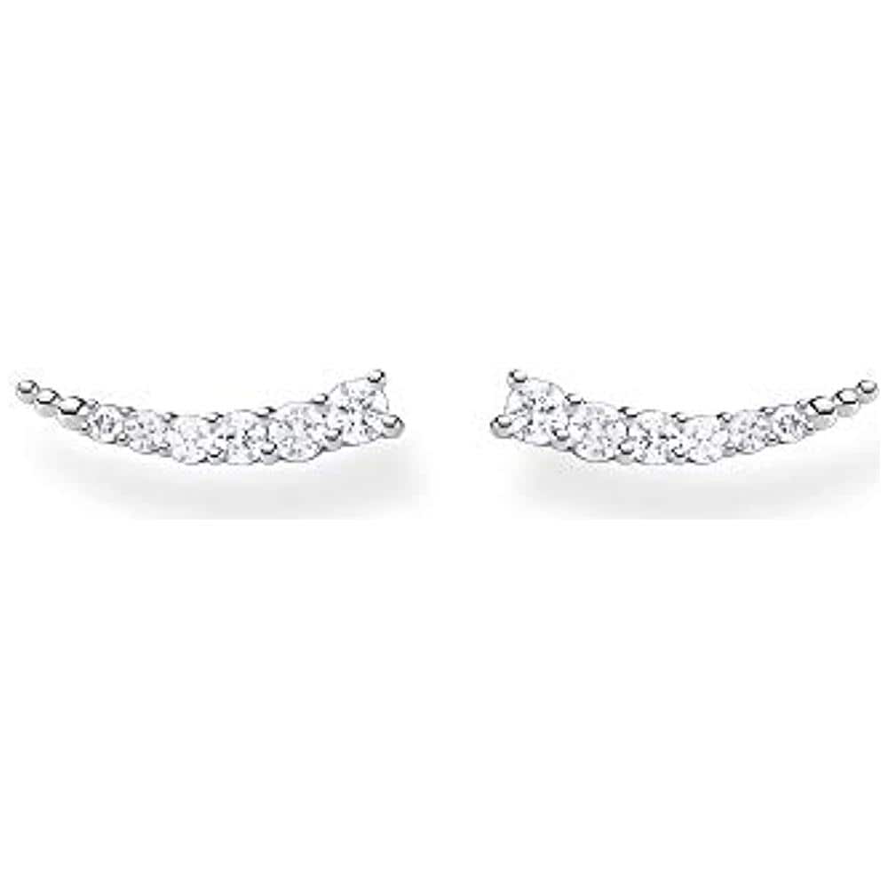 , Orecchini Da Donna Ear Climber Con Pietre Bianche, Argento Sterling 925 (2)  - Foto 1