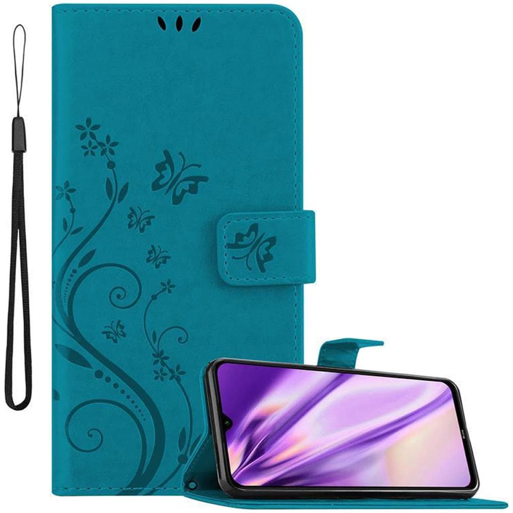 Custodia Compatibile Con Xiaomi Redmi Note 8 In Blu Fiore - Coperchio Protettivo In Design Floreale Con Chiusura Magnetica, Funzione Stand E Slot Per Carte - Foto 1