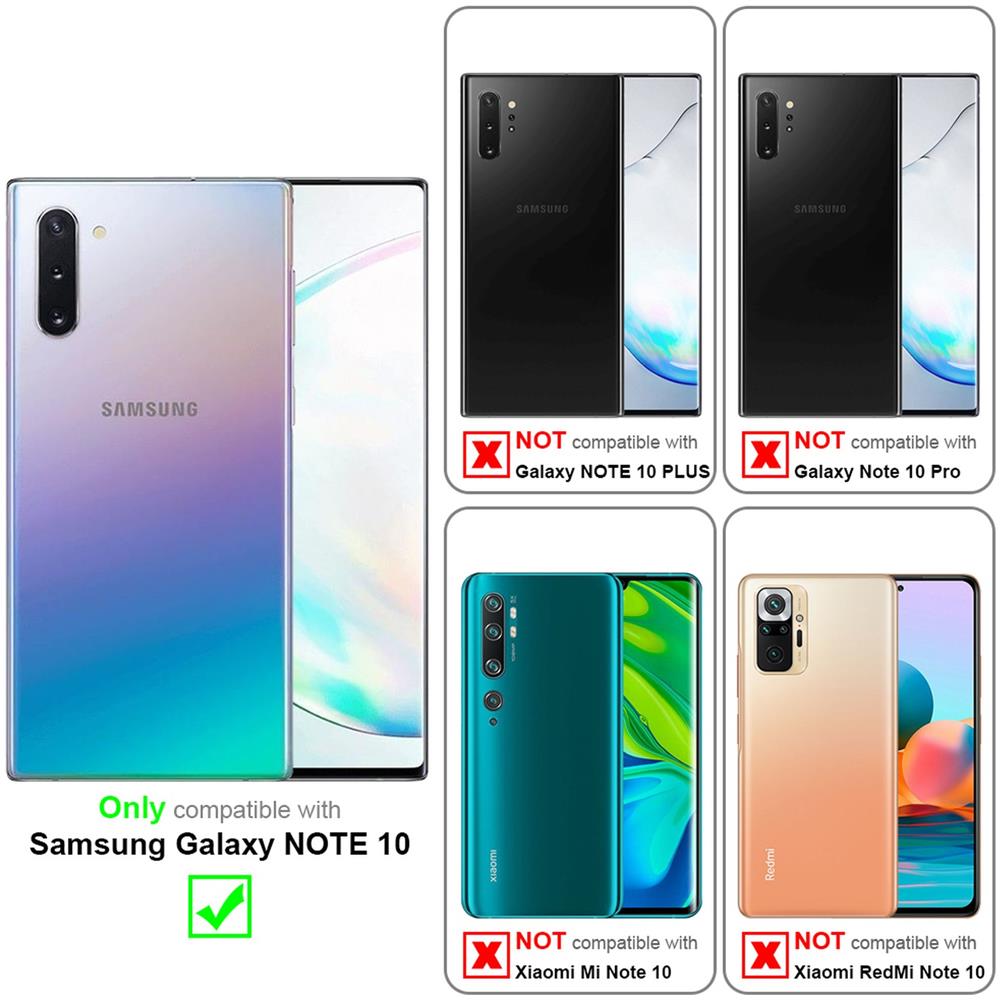 Custodia Compatibile Con Samsung Galaxy Note 10 In Nero Carbone - Coperchio Protettiva Con Chiusura Magnetica, Funzione Stand E Tasca Per Le Carte - Foto 2