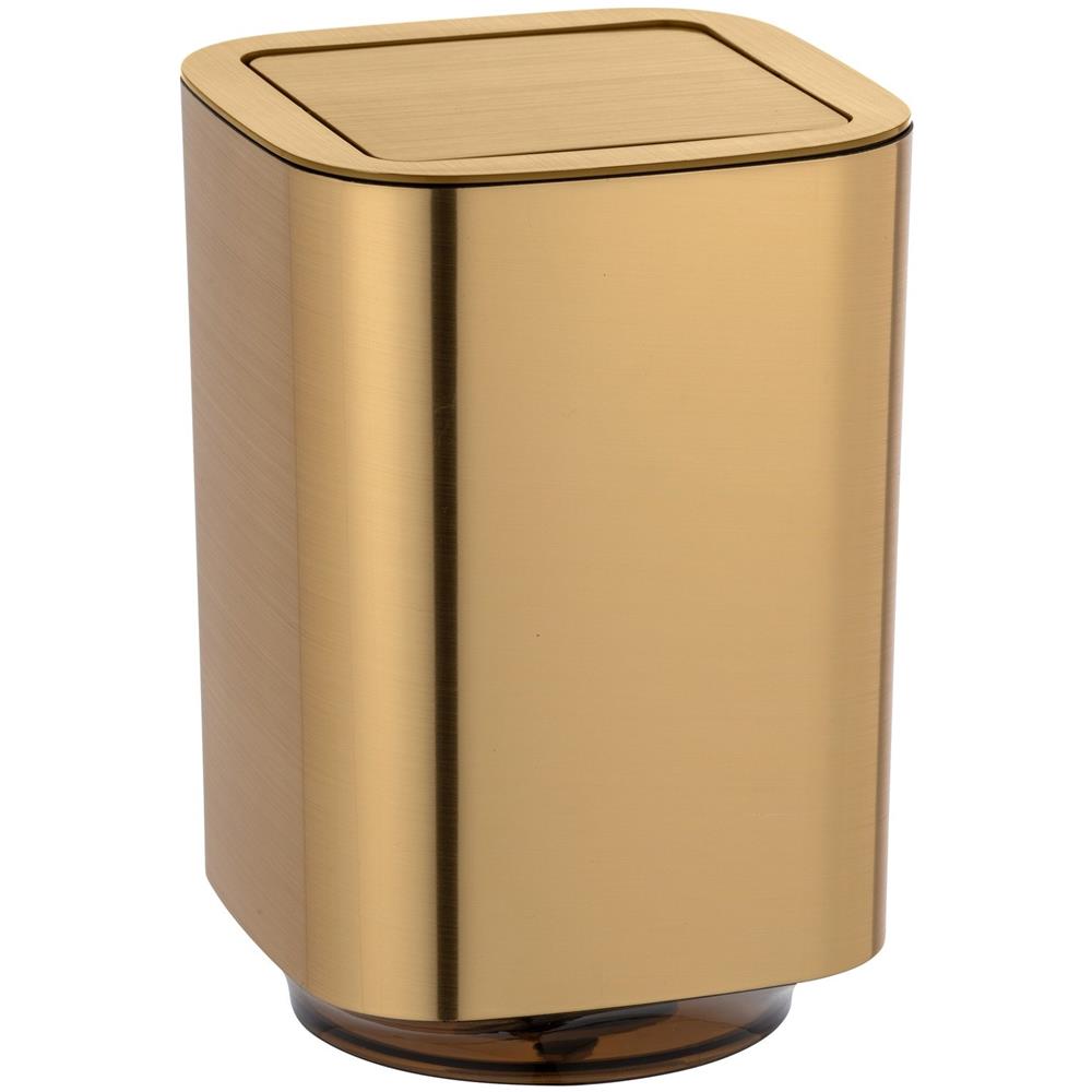 Cestino Bagno Auron Con Coperchio Rotante, Oro, - Foto 2