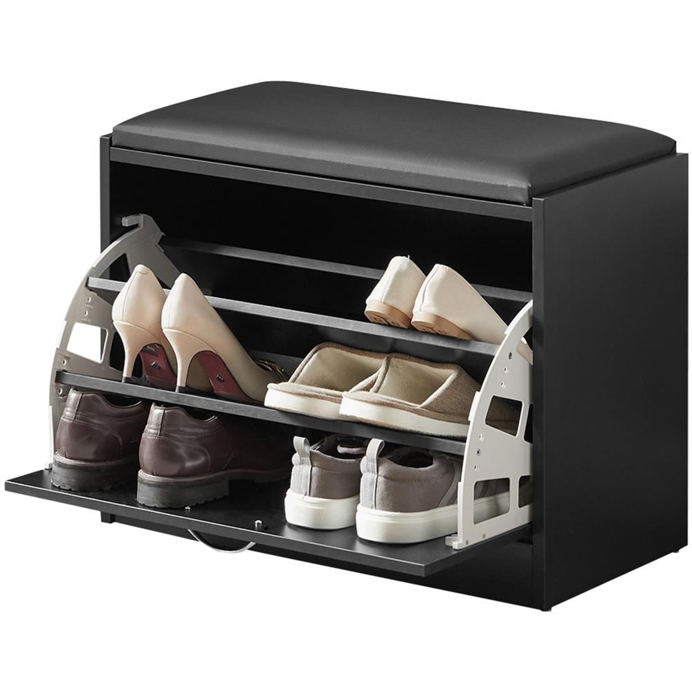 Scarpiera Panca Scarpiera Portascarpe Con Seduta Nero Fsr16-sch - Foto 1