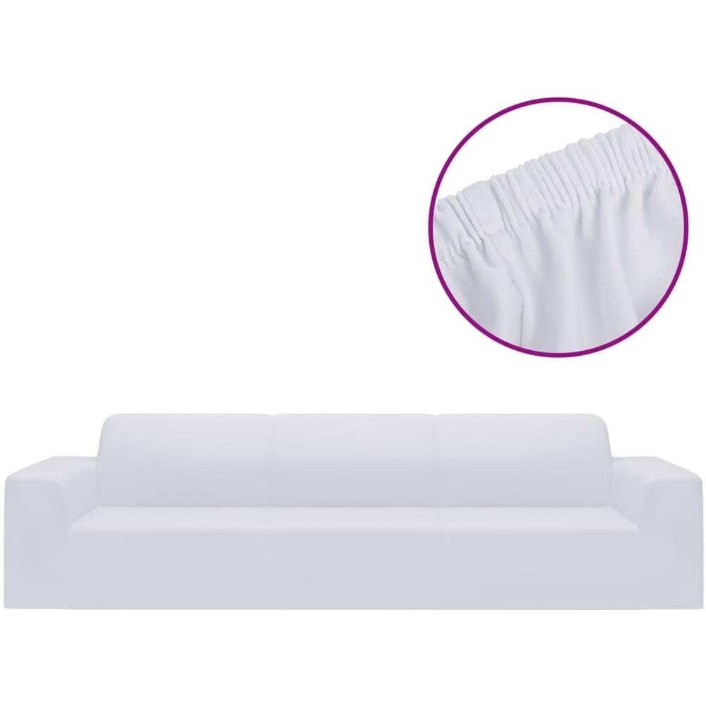 Fodera Elasticizzata Divano 4 Posti In Jersey Poliestere Bianco - Foto 2