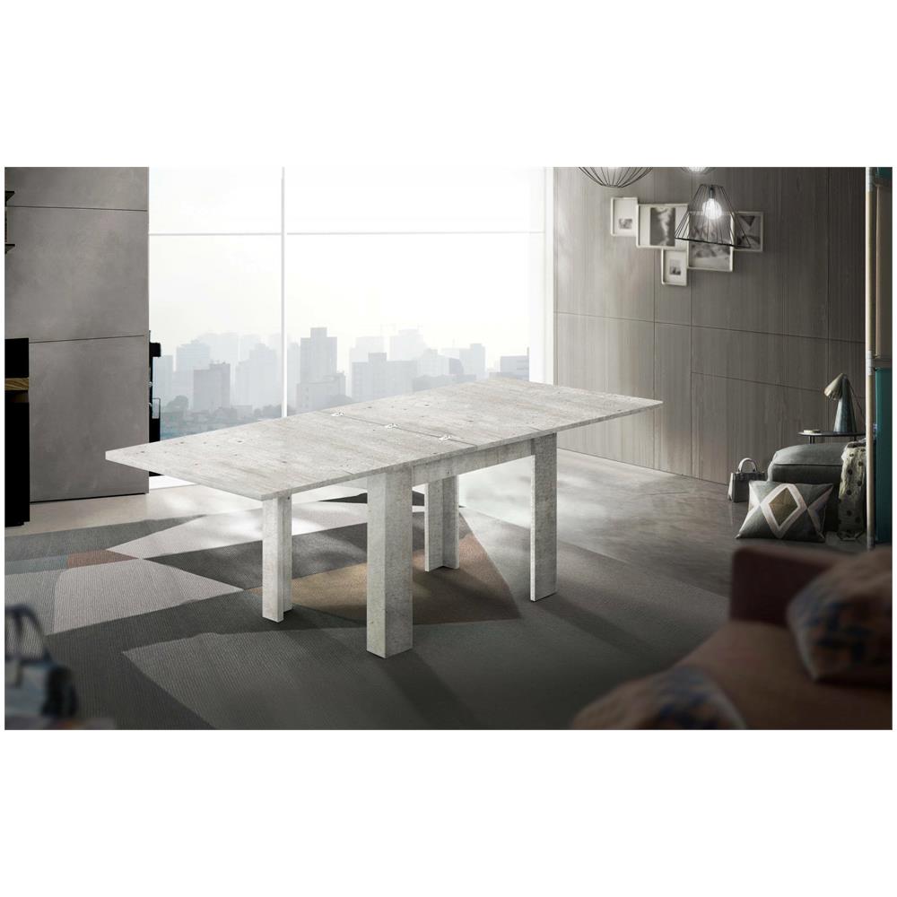 Tavolo Allungabile Otto, Consolle Ausiliare Da Cucina, Tavolo Allungabile, 100% Made In Italy, Cm 90x90h75, Cemento - Foto 1