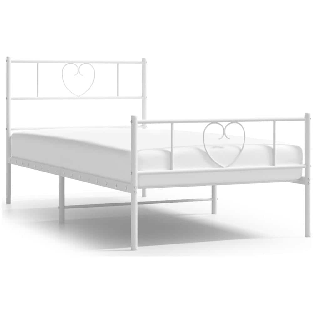 Giroletto Con Testiera E Pediera Metallo Bianco 90x190 Cm - Foto 1