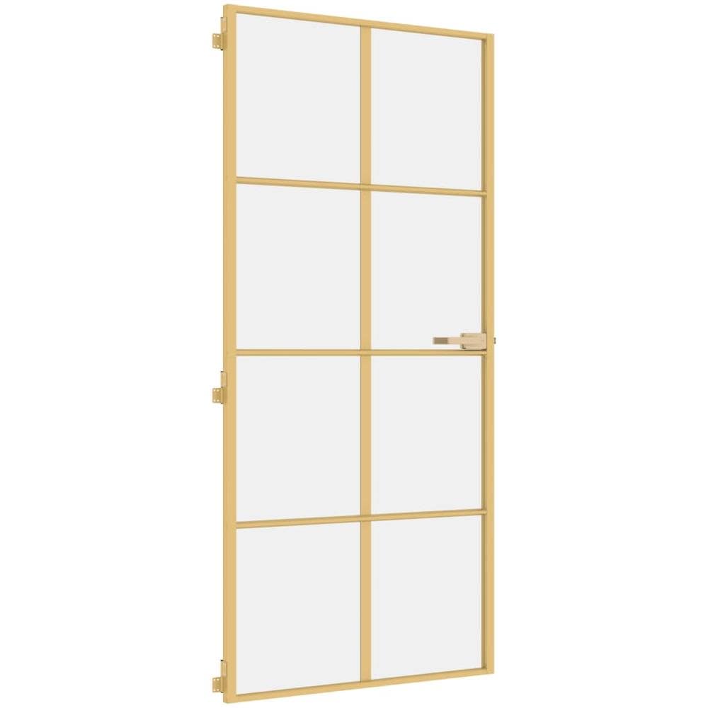 Porta Interni Sottile Oro 93x201,5cm Vetro Temperato Alluminio - Foto 2