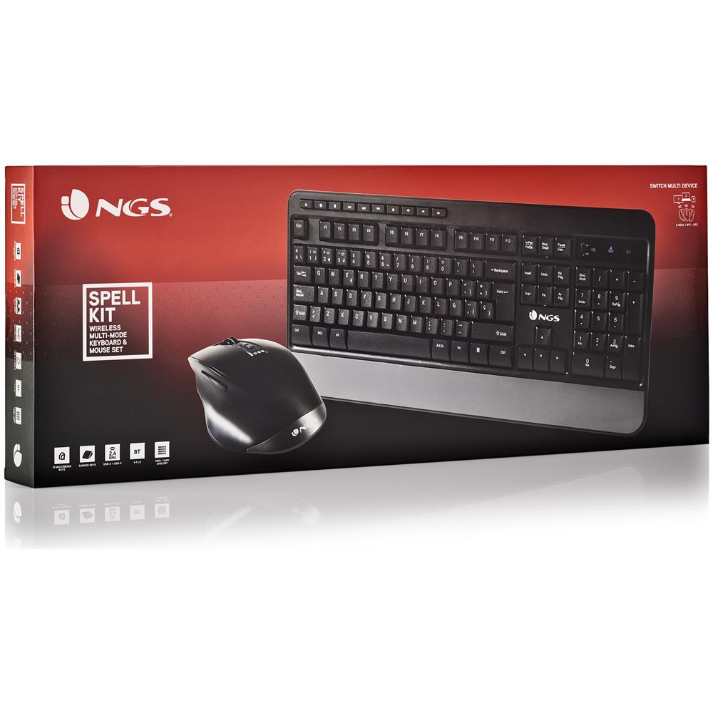 Tastiera e Mouse USB NGS-KEYBOARD-0369  per Casa e Ufficio (Layout Francese) Colore Nero - Foto 10