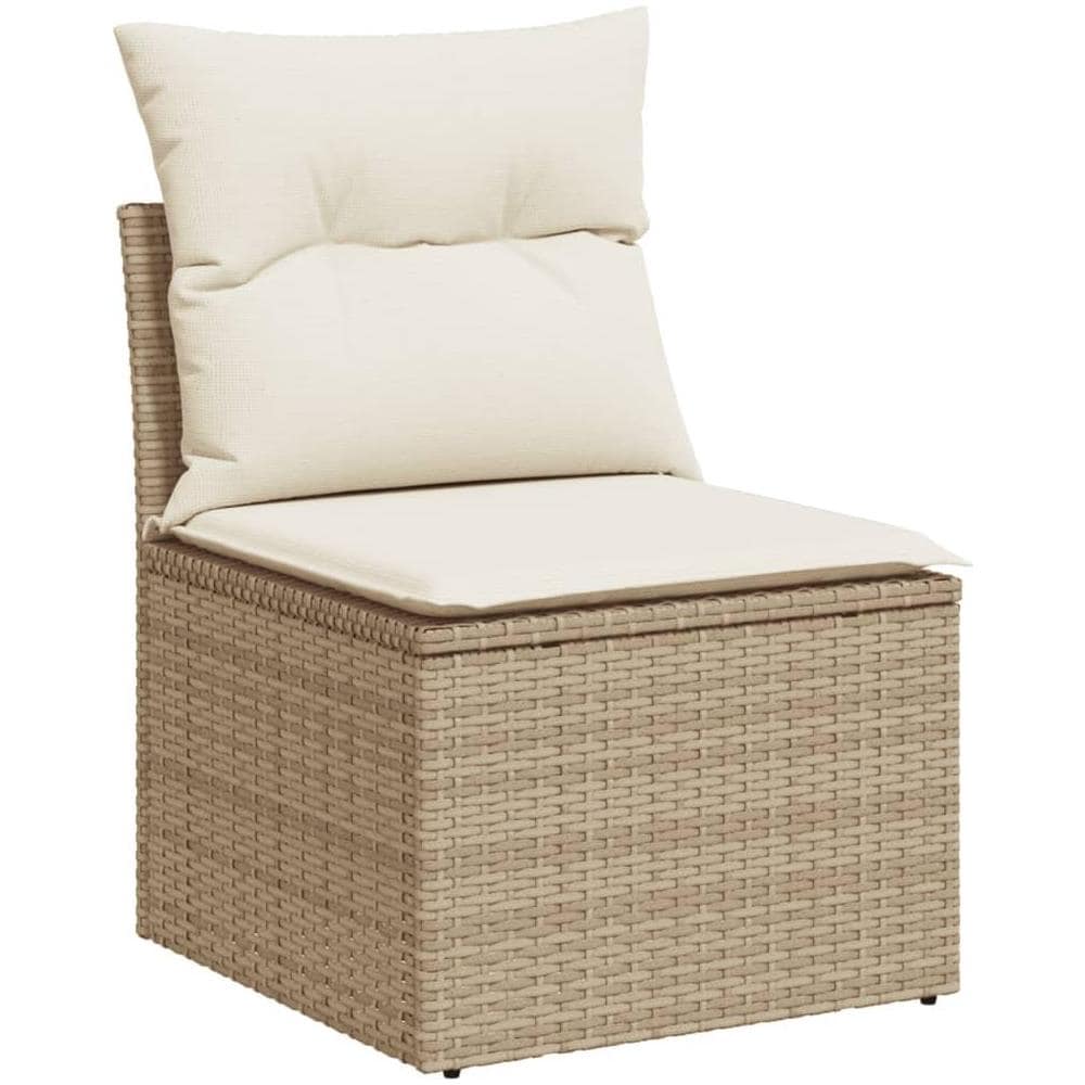 Divano Giardino Senza Braccioli con Cuscini Beige in Polyrattan - Foto 1