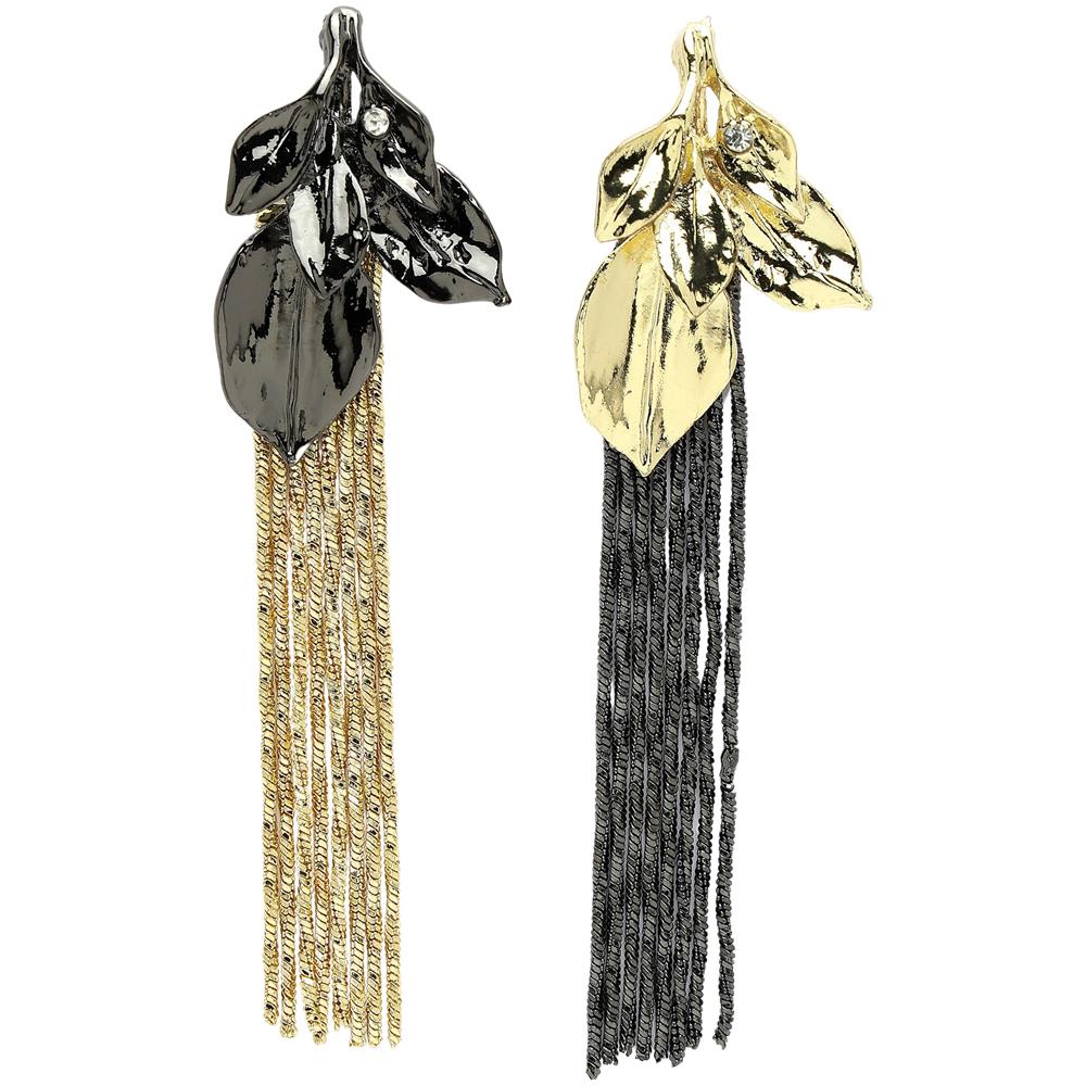Orecchini a Frangia Lunghi a Foglia Collezione Diva - Foto 1