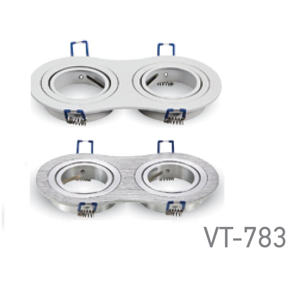 Porta Faretti Led Gu10 Incasso Orientabile Doppio Rotondo Alluminio Bianco Vt-783 3601 - Foto 1