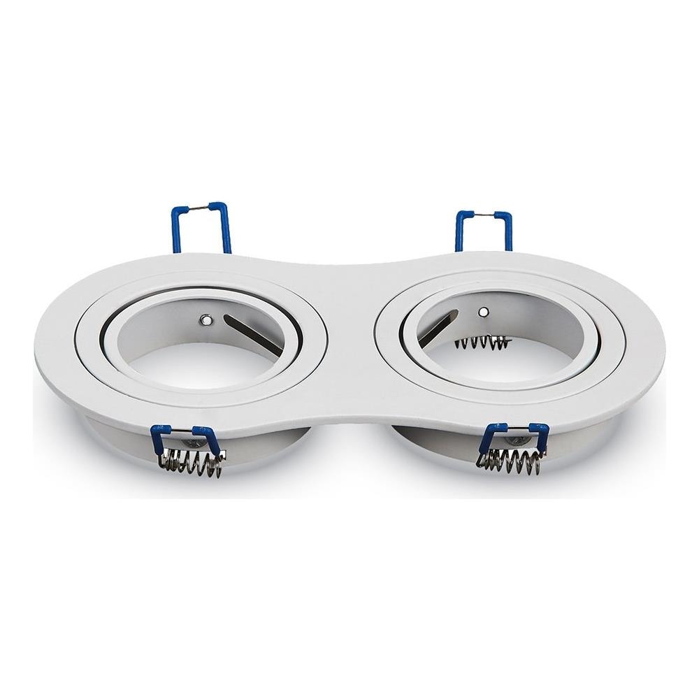 Porta Faretti Led Gu10 Incasso Orientabile Doppio Rotondo Alluminio Bianco Vt-783 3601 - Foto 4