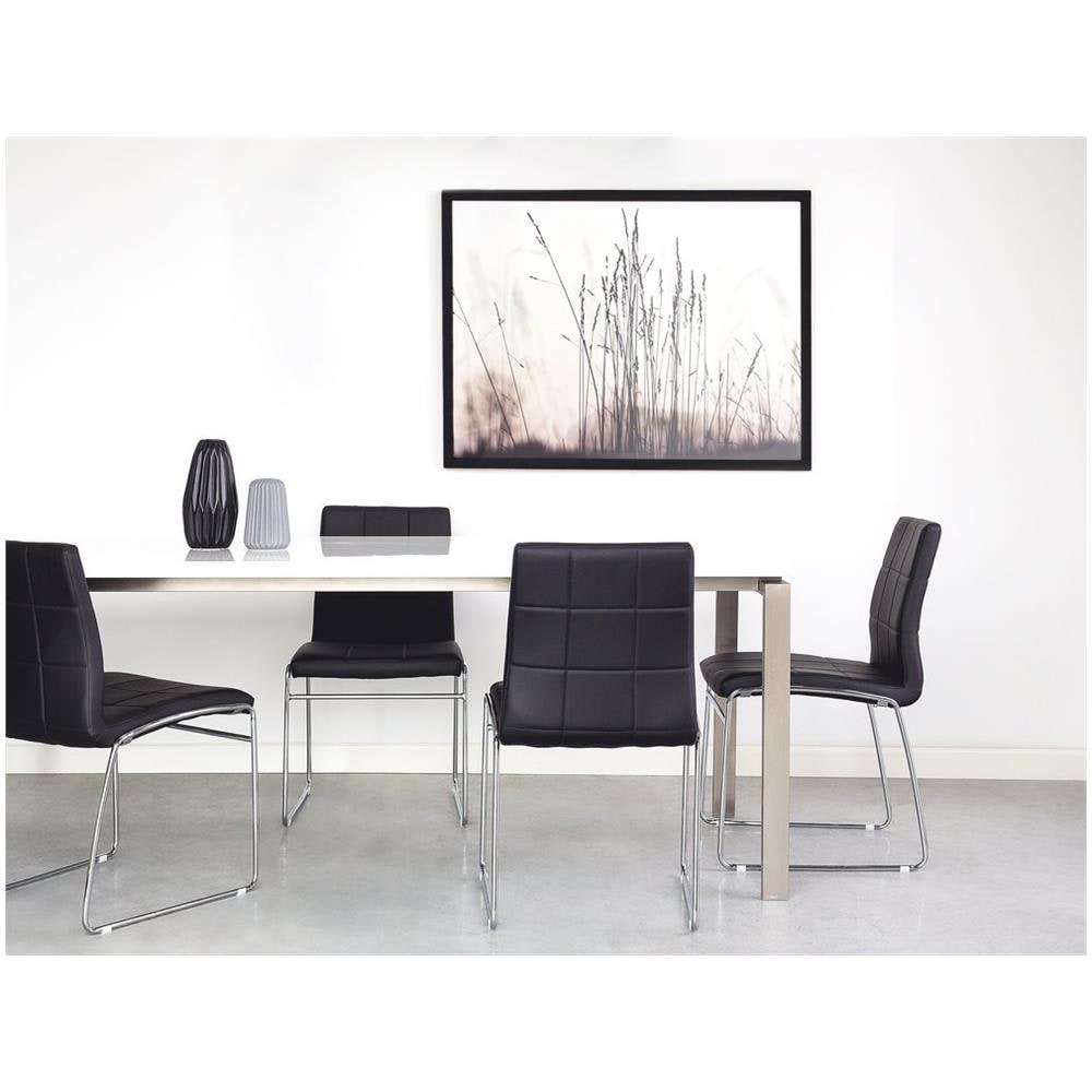 Set Di 2 Sedie Da Pranzo In Metallo E Pelle Sintetica Nera - Kiron - Foto 2