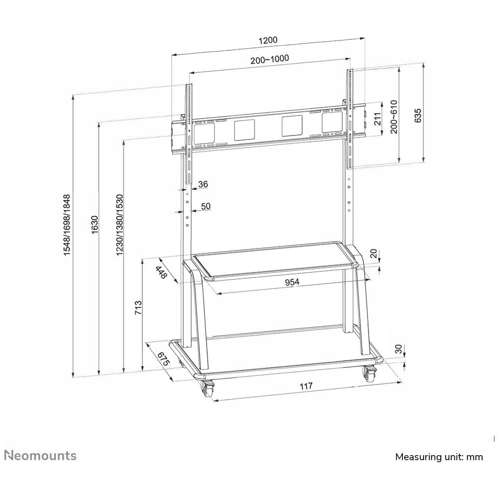 NS-M4000BLACK Supporto da Pavimento Portatile per Schermi LCD /LED /Plasma fino a 105" (267 cm) Colore Nero - Foto 10