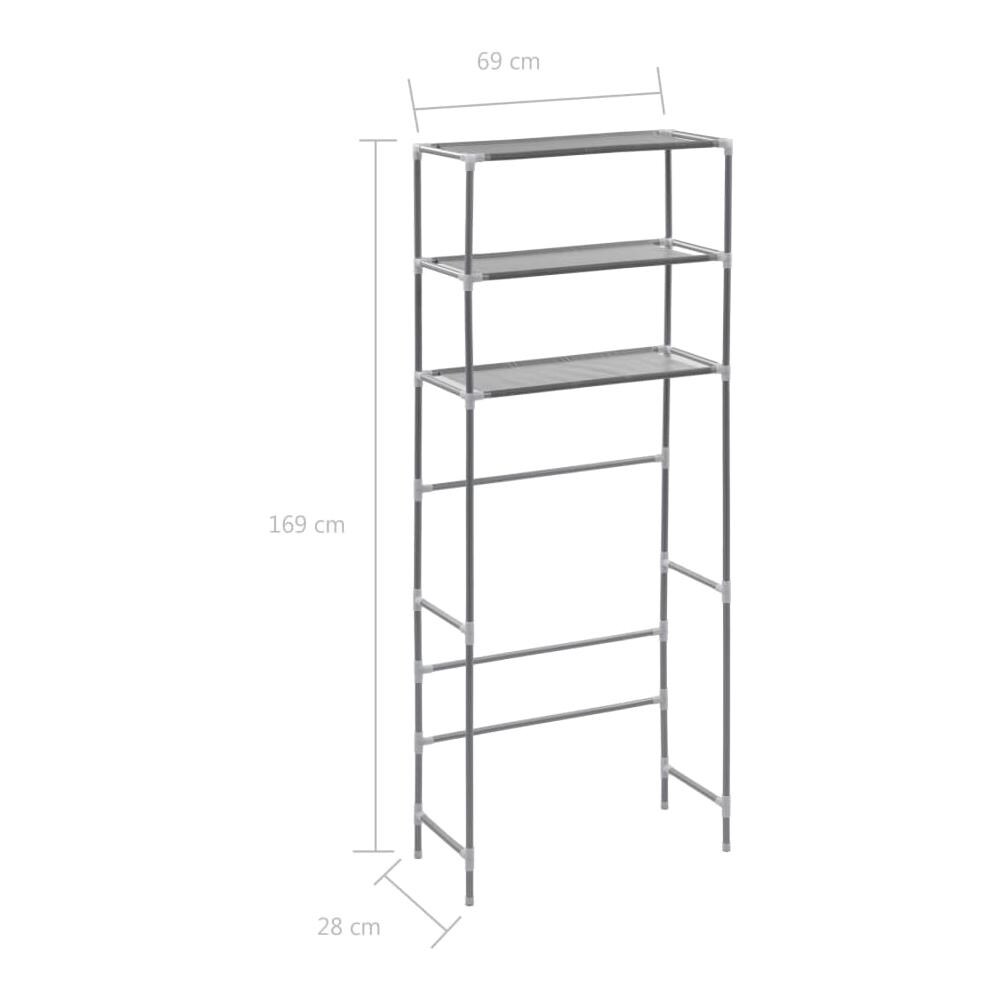 Scaffale Per Lavatrice Con 3 Ripiani Argento 69x28x169 Cm - Foto 13
