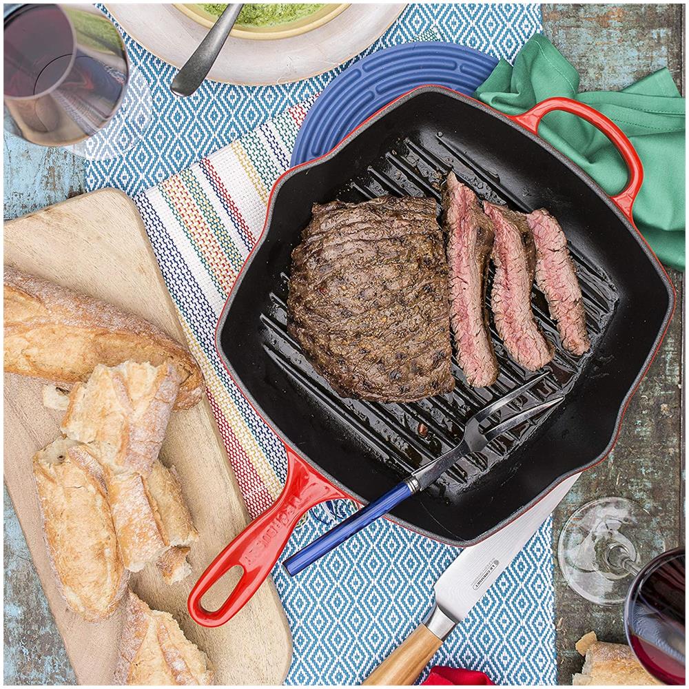 Bistecchiera Quadrata In Ghisa Dimensioni 26 X 26 Cm Colore Rosso Ciliegia - Foto 2