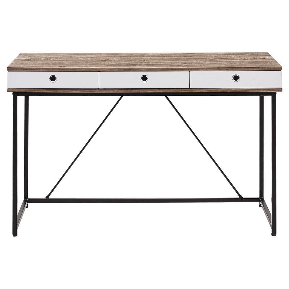 Scrivania Hinton Marrone/ Bianco 120 Cm 60 Cm Con Contenitore - Foto 2