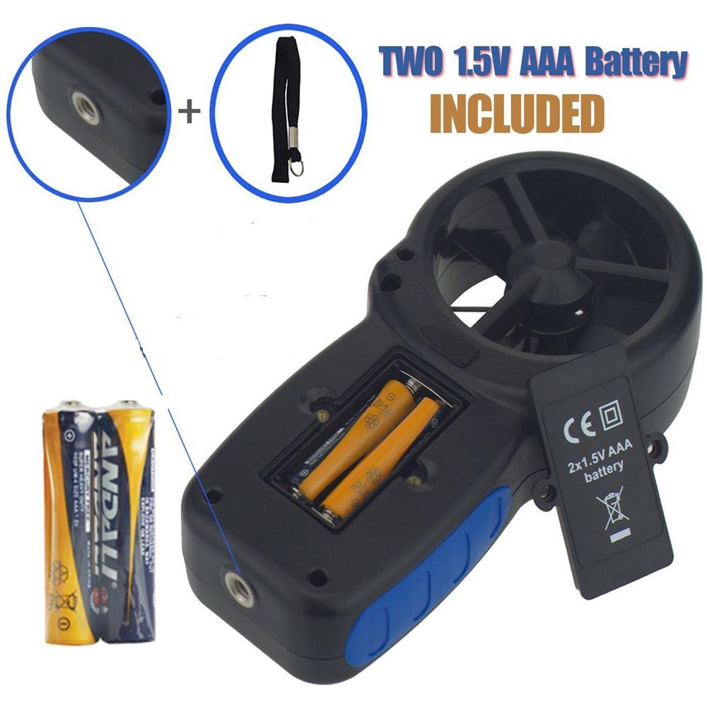 Speed Meter Digital Anemometro Palmare Hp-866b Del Vento Lcd Per La Misurazione Di Velocit Del Vento Temperatura Vento Gelido Con Retroilluminazione E Max Min - Foto 4