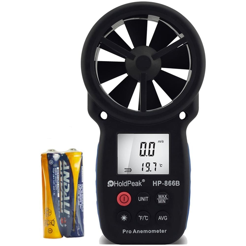 Speed Meter Digital Anemometro Palmare Hp-866b Del Vento Lcd Per La Misurazione Di Velocit Del Vento Temperatura Vento Gelido Con Retroilluminazione E Max Min - Foto 1