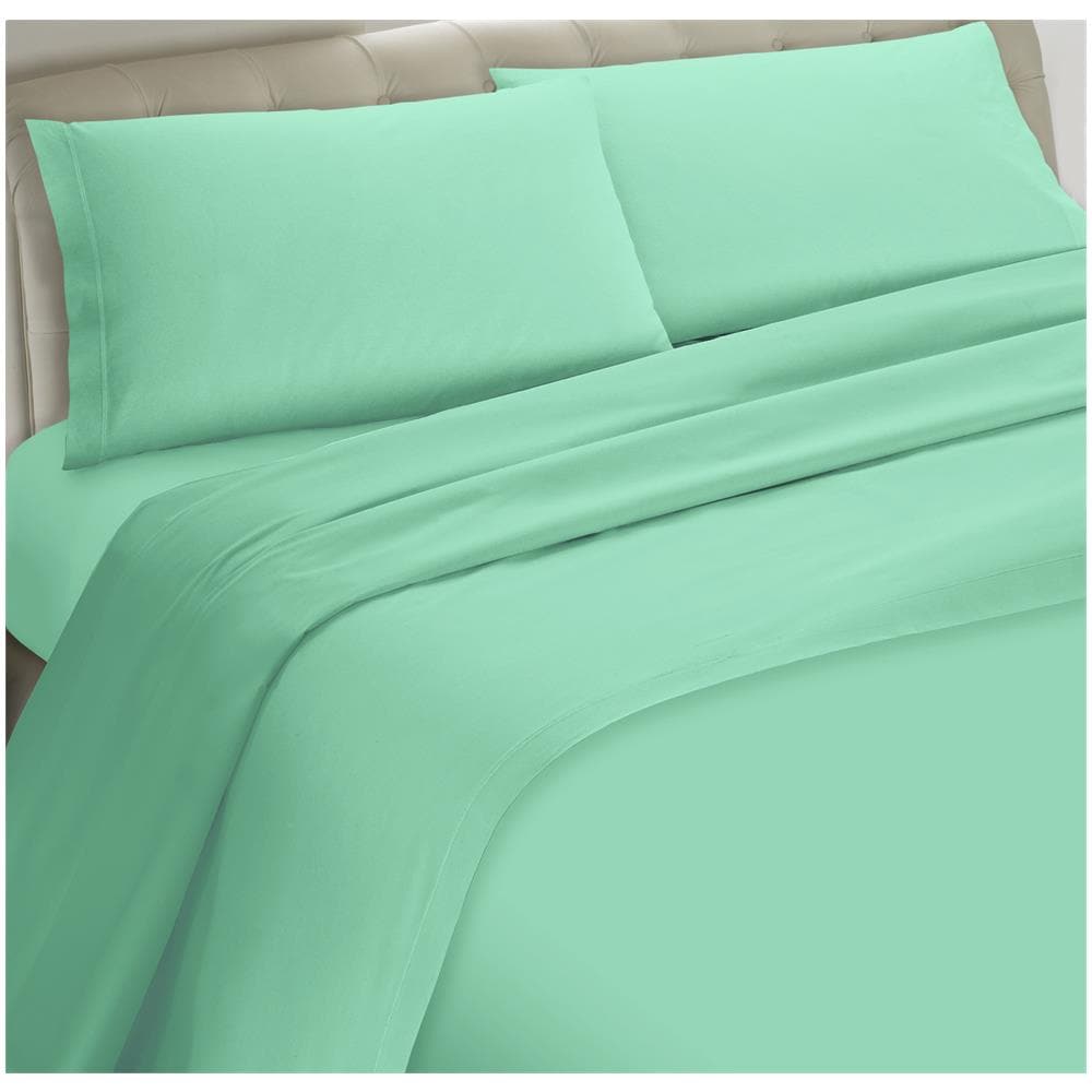 Set Completo Lenzuola 100% Microfibra - Singolo, Lenzuolo Sopra 150 X 290 Cm, Lenzuolo Sotto 80/90 X 190/200 X 25 Cm, 1 Federa 52 X 82 Cm - Verdino - Foto 1