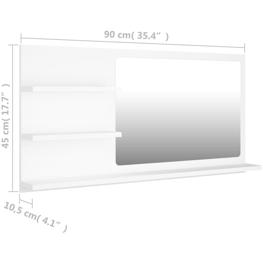 Specchio da Bagno Bianco 90x10,5x45 cm in Legno Multistrato - Foto 7