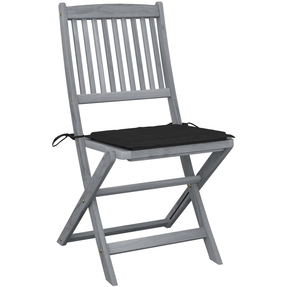 Sedie da Giardino Pieghevoli 2pz con Cuscini in Massello Acacia - Foto 2