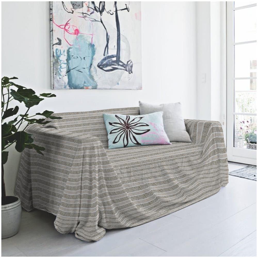Copriletto, Copridivano, Telo Copritutto Multiuso Per Arredo - Ilaria Beige - 210x250 Cm - Foto 2