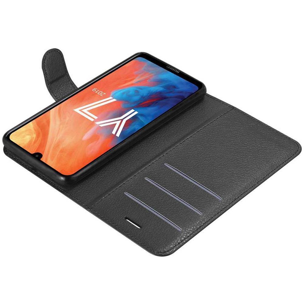 Custodia Compatibile Con Huawei Y7 2019 In Nero Carbone - Coperchio Protettiva Con Chiusura Magnetica, Funzione Stand E Tasca Per Le Carte - Foto 8
