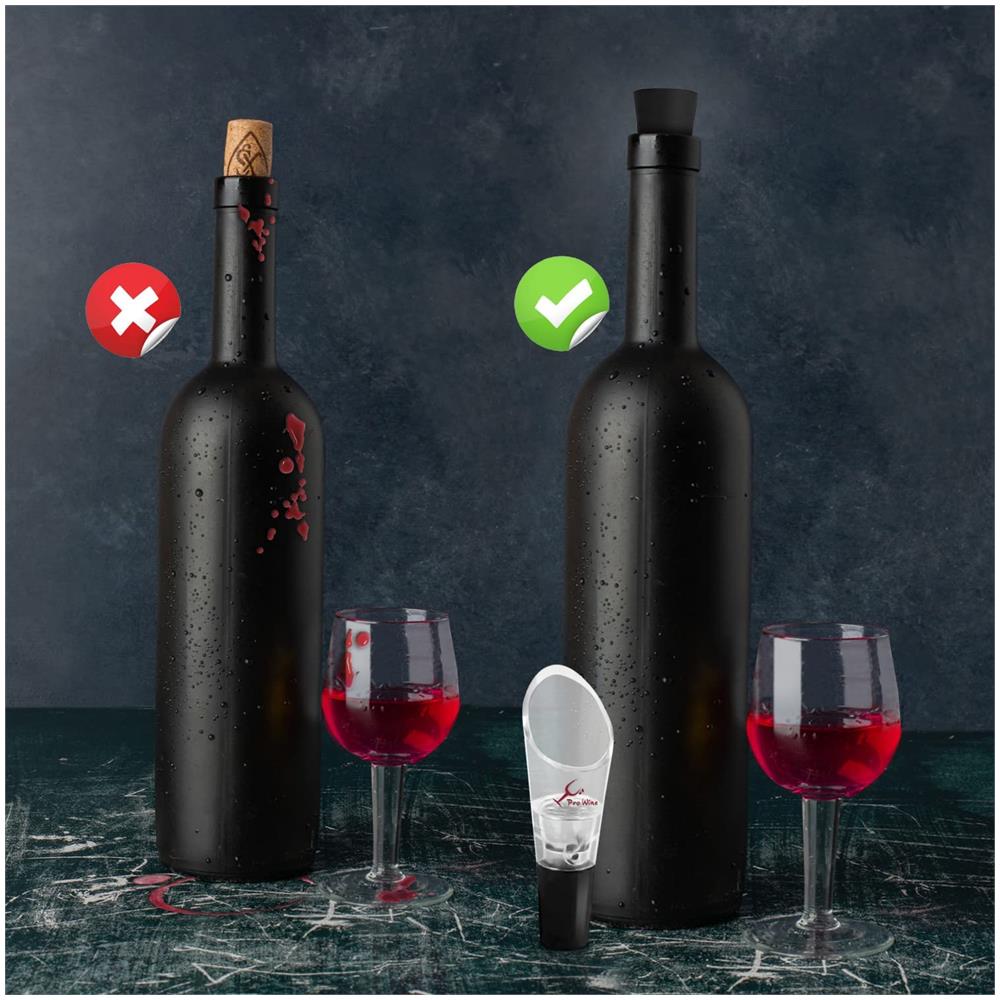 Versatore / aeratore Vino + Tappo / stopper Vino, Pack Utilità Accessori Vino, Versa Vino E Stoppa Vino, Aeratore E Versatore In Acciaio Inossidabile E Tappo Vino In Silicone Riutilizzabile - Foto 7